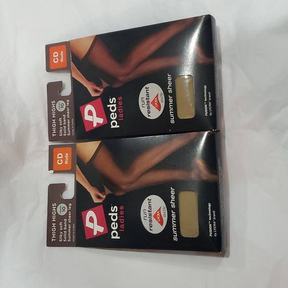 Peds 2pack  silky‎ soft summer 10 sheer leg thigh highs stocking CD Nude nrw - Picture 1 of 6